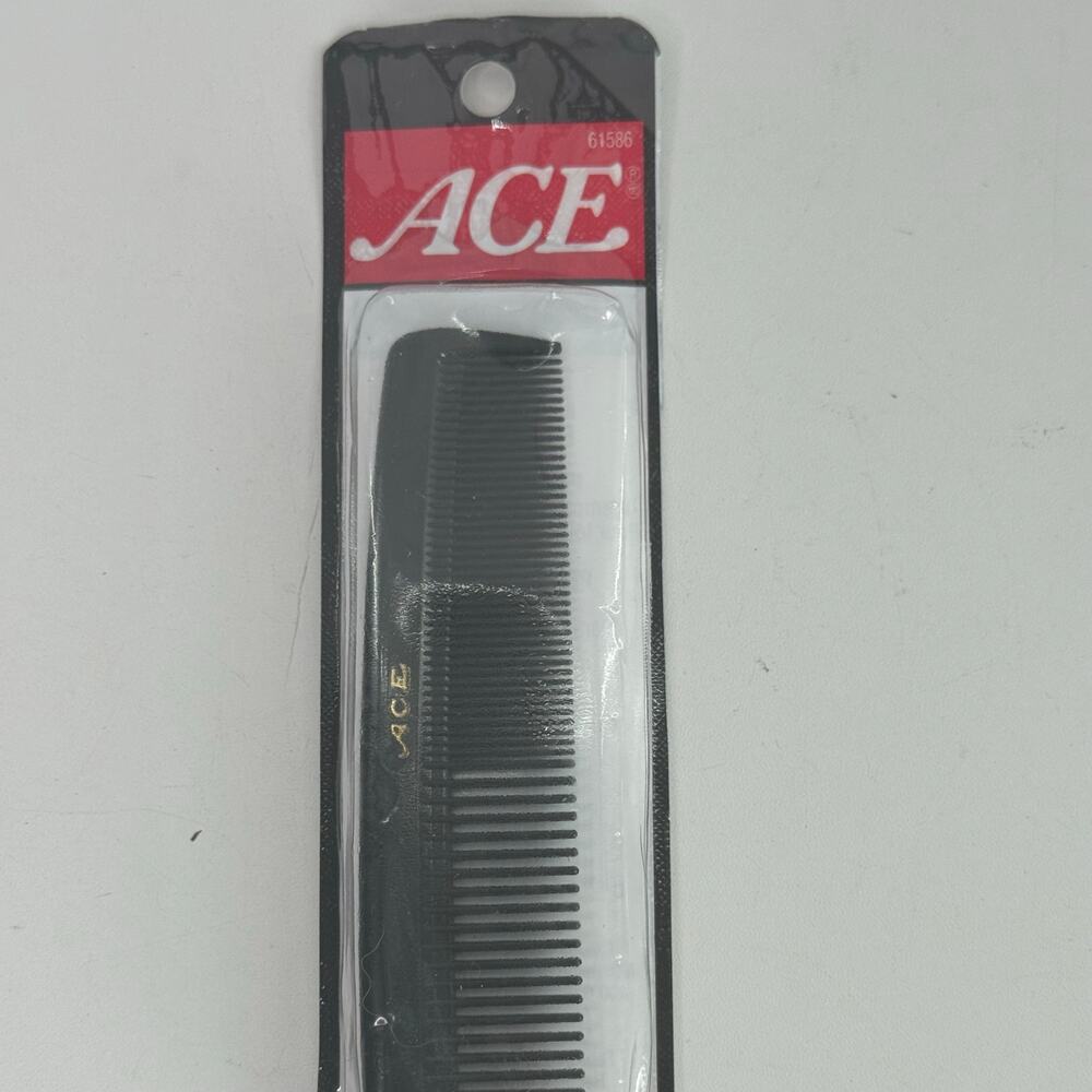 Vintage Genuine Ace Hard Rubber Pocket Comb 5" Black 61586 Made In USA New